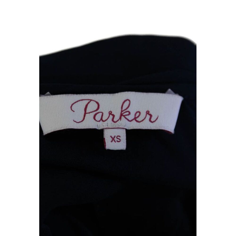 Parker Womens Silk Key Hole Neck Long Sleeves Blouse Navy Blue Size Extra Small - Picture 6 of 6